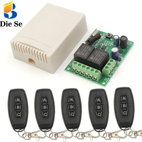 Télécommande sans fil universelle 433Mhz, DC 5V ~ 30V 10a, récepteur et émetteur de relais rf 2CH pour rideaux électriques, porte coulissante ► Photo 1/6