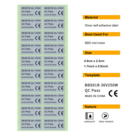 Autocollant pour Kit de motorisation de vélo électrique 36V, 250W, 350W, 500W, 750W, 1000W, moteur à entraînement central dans le moyeu ► Photo 1/6