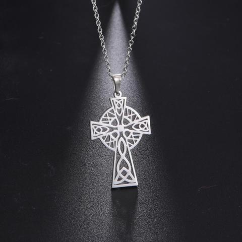 Teamer – collier en croix surnaturel pour femmes et hommes, pendentif en acier inoxydable, plaqué or, bijoux à nœud religieux celtique, amulette, cadeaux ► Photo 1/6