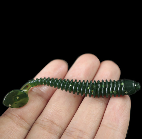 10 pièces/lot leurre de pêche souple 5cm/0.7g Jig Wobblers nagappât artificiel spirale T queue Silicone appât ver pesca carpe leurres de basse ► Photo 1/5