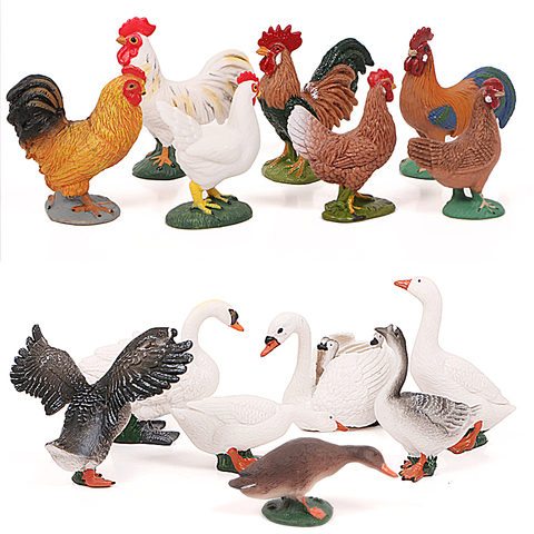 Simulation ferme volaille modèle Animal poulet volaille canard oie coq Figurines en plastique Figurines ferme série enfants jouets ► Photo 1/6