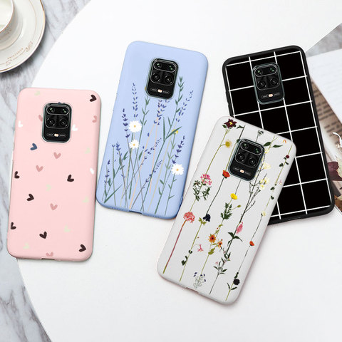 Coque arrière en Silicone TPU souple pour Xiaomi, compatible modèles Redmi Note 9 Pro Max, 9S, 6.67 pouces, motifs floraux, cœur ► Photo 1/6