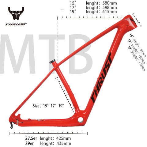 Poussée T1000 carbone vtt cadre 29er 15 17 19 pouces BSA BB30 à travers l'axe vélo vélo carbone cadre 27.5er carbone vtt cadre ► Photo 1/6