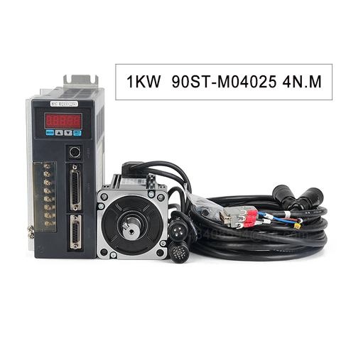 Kit de servomoteur à courant alternatif, 1kw, 220V, 3000 tr/min, 4N.m, moteur monophasé avec câble d'encodeur de 3M, 90ST-M04025 ► Photo 1/6