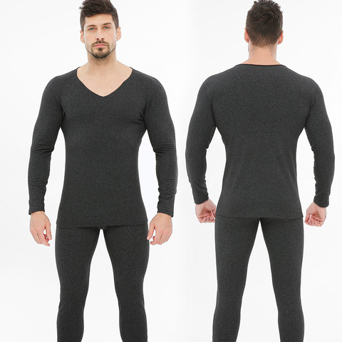 Sous-vêtement thermique homme automne hiver Long Johns sous-vêtement thermique hauts et bas ensemble col en v sous-vêtements sans couture pour homme ► Photo 1/6