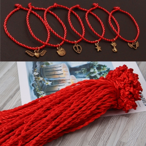 100 pièces chaîne rouge kabbale Bracelets ethnique rouge corde lanière accessoire bijoux ► Photo 1/6
