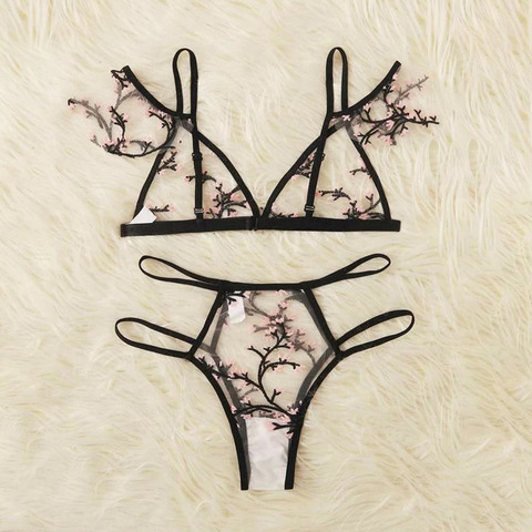 Ensemble de Lingerie Sexy pour femmes, soutien-gorge coupe érotique, sous-vêtements fins, respirant, confortable ► Photo 1/6