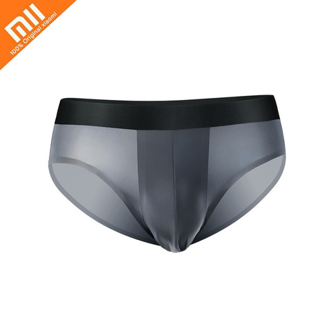 Xiaomi – sous-vêtements en soie glacée pour hommes, 3 pièces, Ultra-mince, sans couture, slips d'été translucides, Sexy, respirant, Triangle ► Photo 1/6