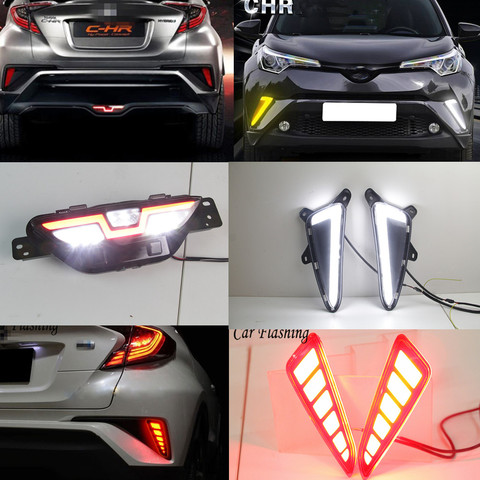 1 ensemble de feux antibrouillard pour Toyota CHR 2016 – 2022 DRL, feux de jour pour pare-chocs arrière avec clignotant ► Photo 1/6