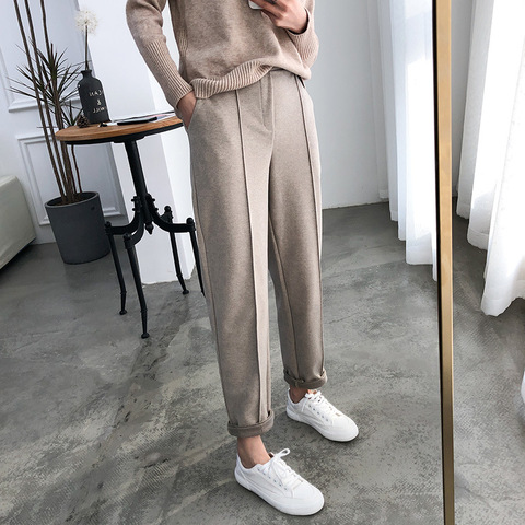 Épaissir femmes crayon pantalon femmes 2022 automne hiver grande taille OL Style laine femme travail costume pantalon ample femme pantalon Capris ► Photo 1/5