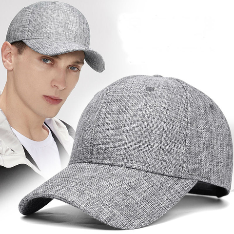 Grande taille lin profond baseball chapeaux mâle été en plein air cool casquette de soleil hommes grande taille sport casquettes de relance 55-60cm 60-66cm ► Photo 1/3