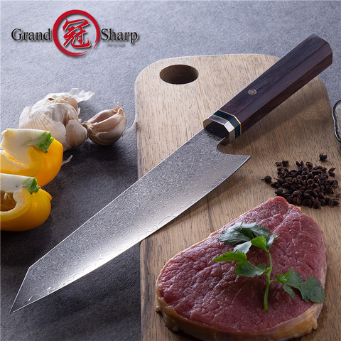 Couteau de cuisine damas 8.2 pouces VG10 couteau de Chef de cuisine japonais en acier inoxydable Kiritsuke manche en ébène coffret cadeau Grandsharp ► Photo 1/6