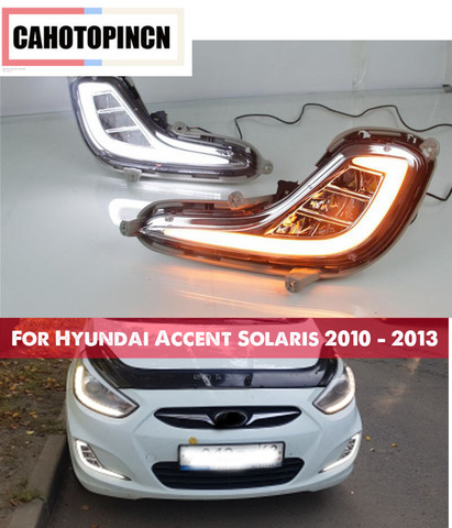 Feu antibrouillard LED pour Hyundai Accent Solaris 2010 – 2013, fonction clignotant jaune 12V DRL pour voiture ► Photo 1/4