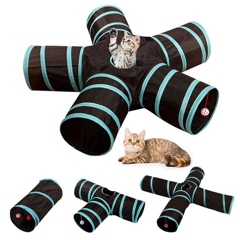 Jouets de Tunnel pour chat, 3/4/5 trous pour animaux de compagnie, chat pliable, jouet de formation interactif, amusant pour chats, lapin, Tubes de Tunnel de jeu ► Photo 1/6