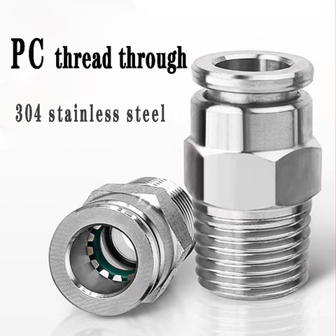 Raccord rapide pneumatique à filetage externe en acier inoxydable 304, connecteur de tuyau trachée à filetage externe BSP de 1/8 
