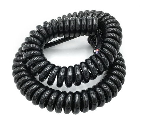 Câble en spirale télescopique à 2 brins, cordon d'alimentation extensible noir, 24awg, 20awg, 17awg, 14awg, 2.5 m, 5 m, 7.5 m ► Photo 1/1