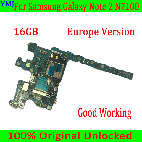 Carte mère 16 go originale débloquée pour Samsung Galaxy Note 2, 100% originale, avec puces complètes, livraison gratuite ► Photo 1/5