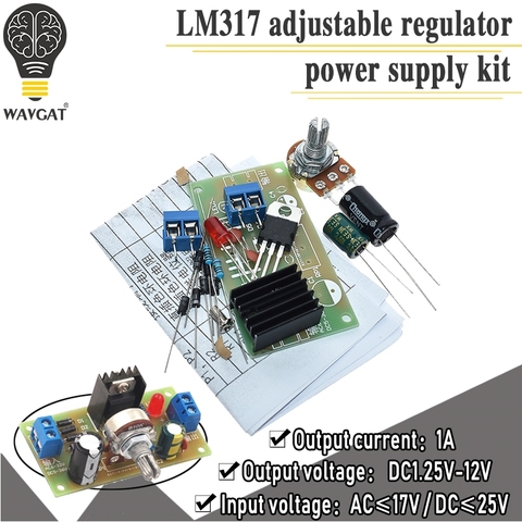 LM317 Kit d'alimentation réglable continu réglable alimentation cc bricolage enseignement pièces de formation ► Photo 1/6