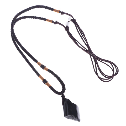 Collier pendentif en pierre de Tourmaline noire naturelle, bijou Original, spécimen de pierre de minerai, mode, accessoires, cadeau ► Photo 1/6