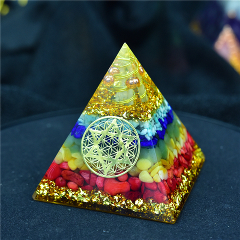 AURAREIKI – pyramide Orgonite 7 Chakra, cristal d'énergie Zadkiel, élimine l'énergie négative, résine Lapis Tourmaline, artisanat ► Photo 1/6