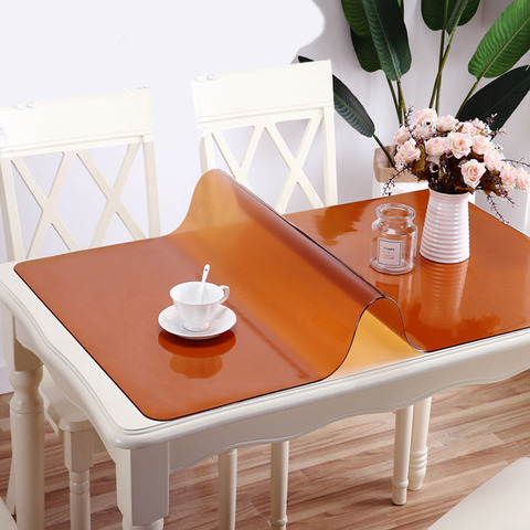 Nouveau dessus de table de cuisine transparent, noir, imperméable, protection de table, verre résistant à l'huile, tissu doux repas en PVC ► Photo 1/6