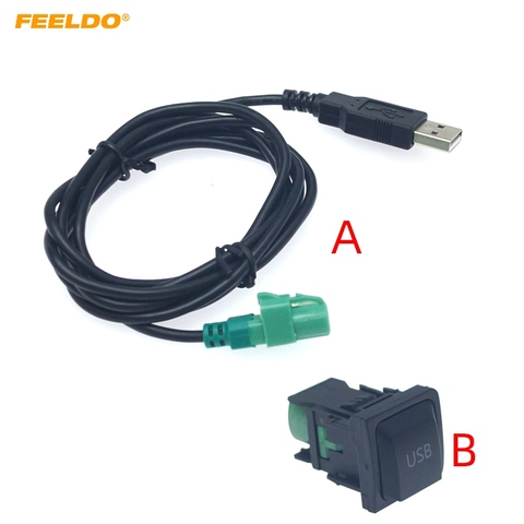 FEELDO-adaptateur câble Audio USB, lecteur CD, 145cm, avec câble USB bouton de commutation pour Volkswagen # AM6221 ► Photo 1/6