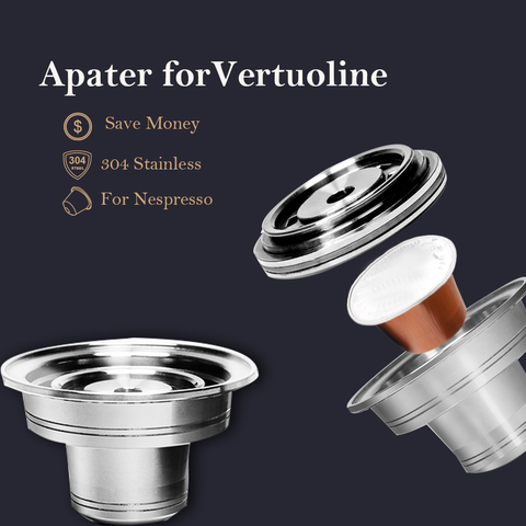 Adaptateur en acier inoxydable pour capsules de café réutilisables Nespresso Vertuoline, accessoires parfaits pour les filtres de la série Nespresso ► Photo 1/5