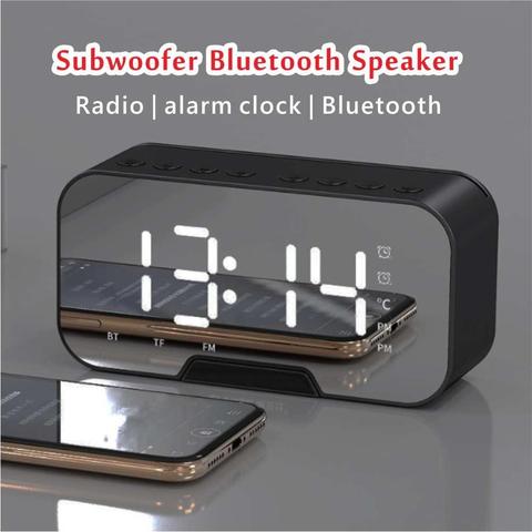 Haut-parleur sans fil Bluetooth tf led horloge numérique horloge de bureau alarme clocke haut-parleur décoratif horloge de table avec thermomètre FM ► Photo 1/6