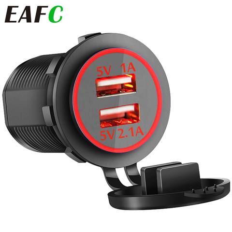 Double prise USB chargeur USB 3,1a pour voiture, moto, camion, ATV, bateau lumière LED, prise secteur, adaptateur secteur ► Photo 1/6