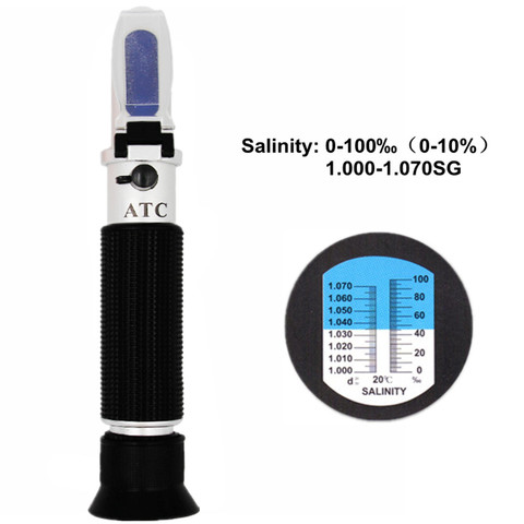 Réfractomètre de salinité 0-10% 1.000-1.070SG salomètre optique pour testeur de sel alimentaire d'aquaculture Marine d'eau de mer 30% de réduction ► Photo 1/6