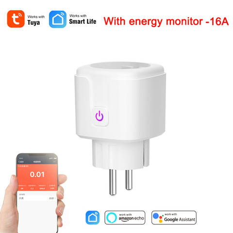 Tuya Smart life EU 16A WiFi Smart Socket télécommande avec surveillance de la consommation d'énergie fonctionne avec Alexa et google home ► Photo 1/6