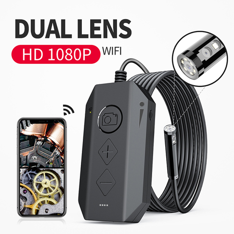 Caméra d'inspection avec double Endoscope WiFi, 8mm 1080P HD, pour iPhone, Android, caméra serpent 2mp, pour Inspection ► Photo 1/6