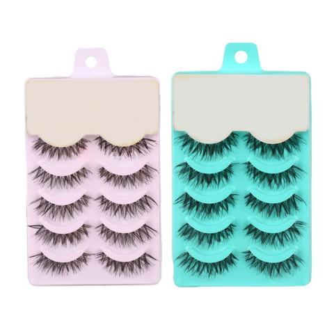 5 paires noir croisement cils Extension maquillage Long frisé faux cils pratique femmes oeil Makuep faux cils outils ► Photo 1/6