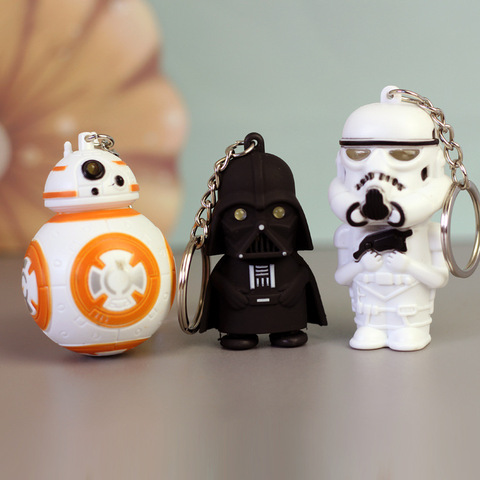 Porte-clés Disney Star Wars Yoda Darth Vader BB8, lumière Flash LED, son, stormtrooper, sangle Clone, jouets cadeaux ► Photo 1/6