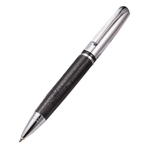 Stylo à bille rotatif en cuir et métal, 0.5mm, encre noire, fournitures de papeterie de bureau, cadeau pour étudiant ► Photo 1/6