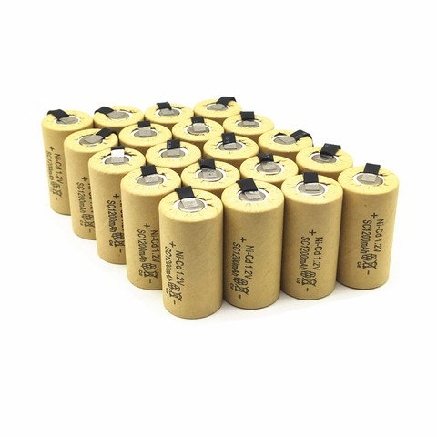 20 pièces/lot batterie de haute qualité batterie rechargeable sous batterie SC ni-cd batterie 1.2 v avec onglet 1200 mAh pour outil électrique ► Photo 1/5