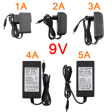 Alimentation ca cc 9V 220V 110V 9 volts adaptateur cc 1A 2A 3A 4A 5A adaptateur transformateur d'éclairage 9V alimentation pour bande de LED CCTV ► Photo 1/6