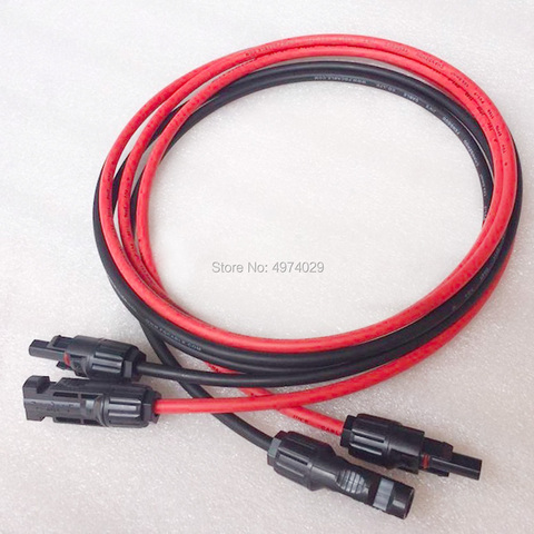 Câble d'extension de panneau solaire, 1 paire, fil de cuivre 6 4 2.5 mm2 10 12 14 AWG noir et rouge avec connecteurs de câble PV solaire ► Photo 1/6