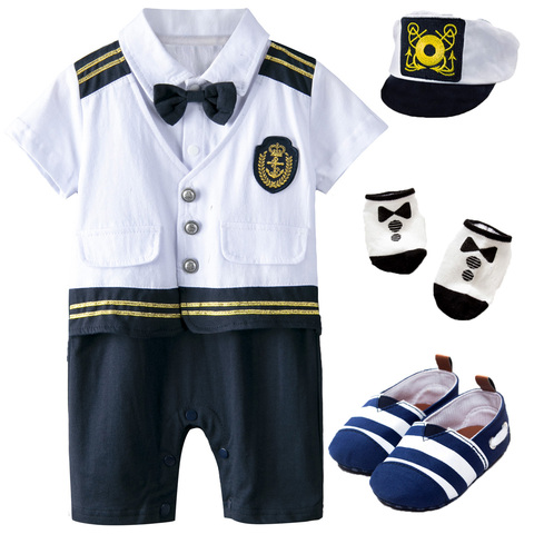 Costume pour bébés garçons | Barboteuse avec chapeau, combinaison pour nouveau-né Halloween Cosplay, Costume de marin pour tout-petits ► Photo 1/6