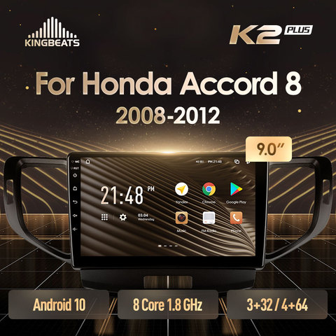 KingBeats Android 10 octa-core tête unité HU 4G en tableau de bord autoradio multimédia lecteur vidéo Navigation GPS pour Honda Accord 8 2008 - 2012 pas de dvd 2 din Double Din Android autoradio 2din ► Photo 1/6