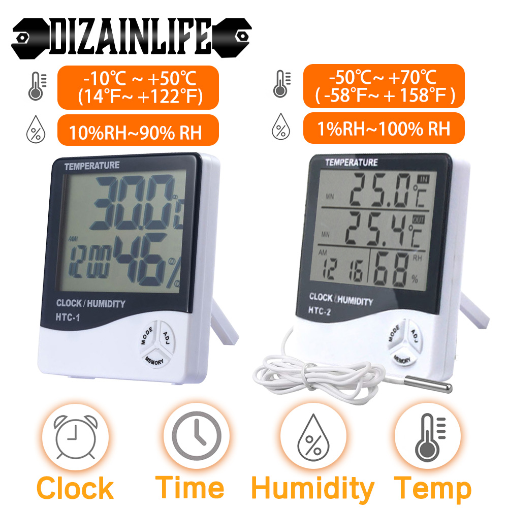 Station reveil HTC-2 numérique LCD intérieur extérieur thermomètre avec  sonde