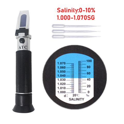 Réfractomètre de salinité 0-10% 1.000-1.070SG compteur de salinité optique salomètre pour testeur de sel alimentaire d'aquaculture Marine ► Photo 1/6