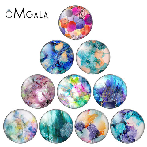 Cabochon rond en verre avec fleurs colorées, 8mm/10mm/12mm/18mm/20mm/25mm ► Photo 1/6