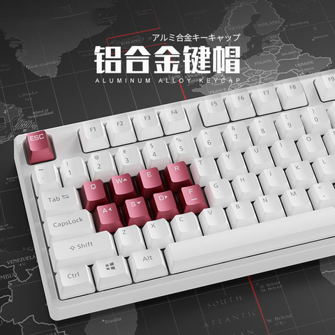 Capuchons de touches en métal pour clavier mécanique Cherry Mx, en alliage d'aluminium, bleu, or, argent, rouge, ESC QWER ASDF ► Photo 1/6