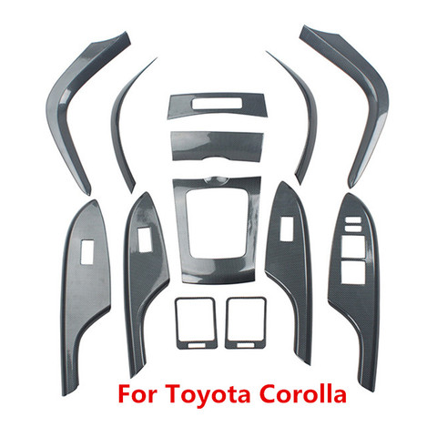 Garniture de volant imprimée en Fiber de carbone pour Toyota Corolla, couvercle de panneau de commande ca pour sortie centrale de voiture de 2007 à 2010 2011 2012 2013 ► Photo 1/6