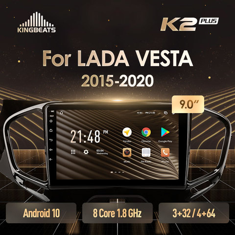 KingBeats Android 10 octa-core unité de tête HU 4G en tableau de bord autoradio multimédia lecteur vidéo Navigation GPS pour LADA Vesta Cross Sport 2015 - 2022 pas de dvd 2 din Double Din Android autoradio 2din ► Photo 1/6