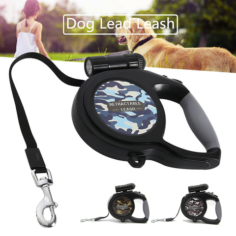 Laisse pour chien, accessoire Durable, rétractable et automatique, 5M/8M, avec lampe de poche LED, pour chiots, moyens et grands, avec sac à ordures ► Photo 1/6