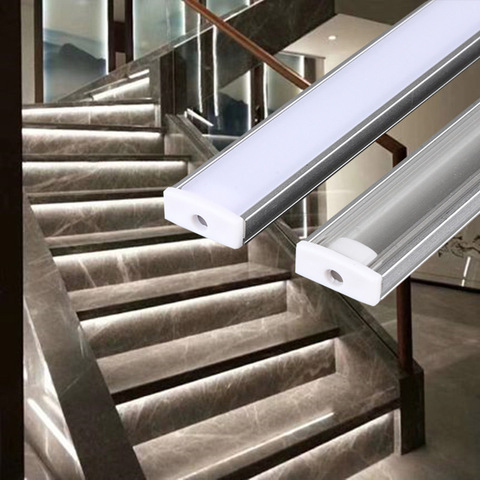 Profilé en aluminium pour éclairage linéaire LED, corps plat en aluminium, 0.5 m 12mm, 2 à 30 ensembles/lot ► Photo 1/6