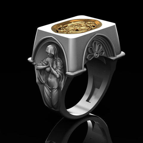 Bijoux à motif géométrique pour femme, bijoux créatifs et exquis, deux tons, fleur de prière, bague cadeau de mariage de fiançailles unisexe ► Photo 1/5