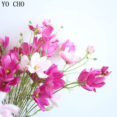 YO CHO – fleurs artificielles en soie, 3 Branches, pour nouvel an, mariage, maison, Vase de bureau ► Photo 1/6